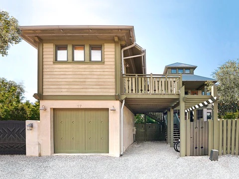 Olive cottage garage reference with balcony
